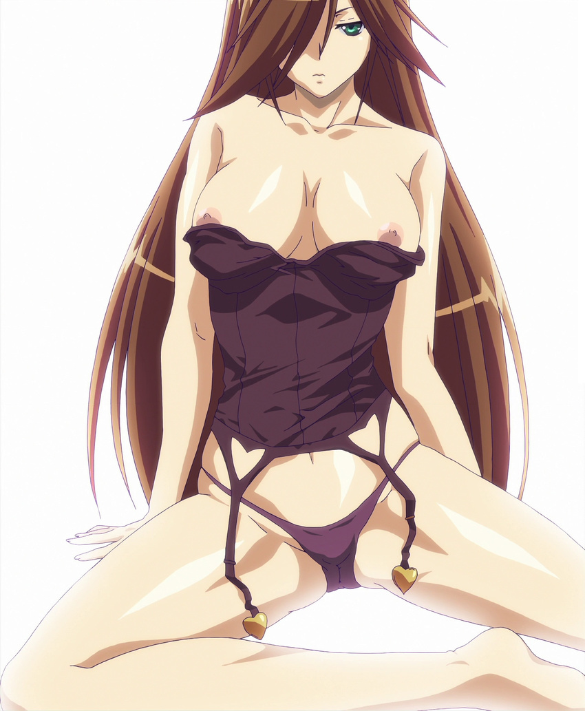 breasts female highres large_breasts nipples nyx panties queen's_blade queen's_blade sitting solo spread_legs underwear