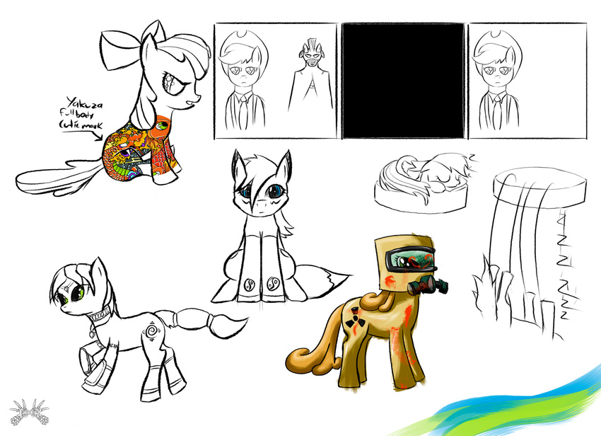 almost_black_and_white applebloom_(mlp) applejack_(mlp) blue_eyes canine carrot_top_(mlp) cutie_mark cutie_mark_crusaders_(mlp) digimon equine female feral fox freefox friendship_is_magic green_eyes hazard_suit hazmat_suit horse krystal mammal multicolored_dress my_little_pony nintendo pony rainbow_dash_(mlp) renamon star_fox video_games zecora_(mlp)