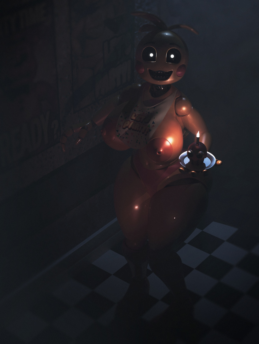 3d_(artwork) animatronic avian big_breasts bird breasts chicken digital_media_(artwork) female five_nights_at_freddy's five_nights_at_freddy's_2 machine nipples robot runabo solo thick_thighs toy_chica_(fnaf) video_games