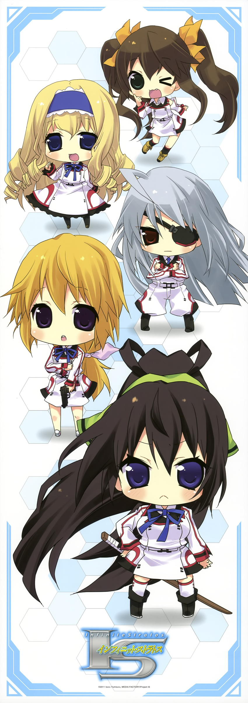 5girls blonde cecilia_alcott charlotte_dunois chibi fang_linyin female infinite_stratos laura_bodewig official_art quintet shinonono_houki