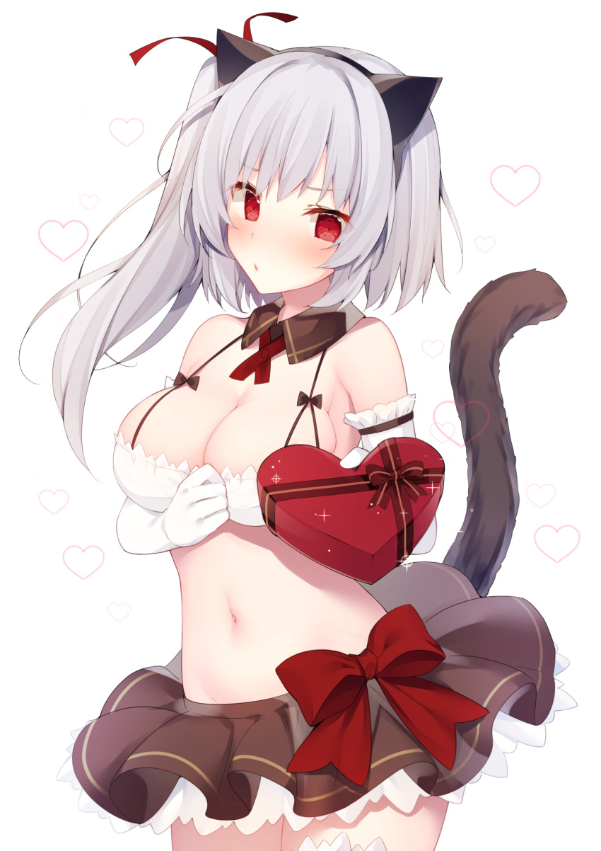 animal_ears breast_hold cleavage miko_92 tail thighhighs valentine