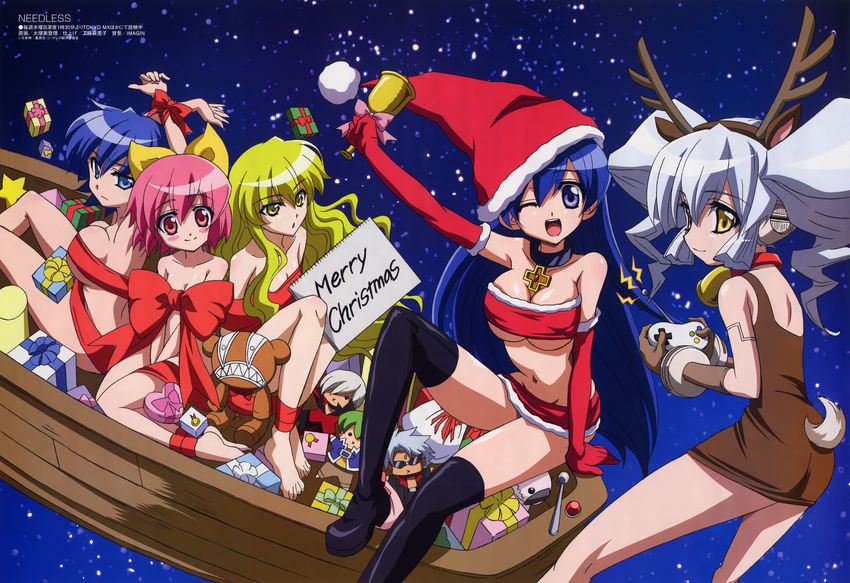 bondage christmas cleavage disk eve_neuschwanstein fixed kemonomimi kuchinashi mio naked_ribbon needless nude ootsuka_midori setsuna_(needless) shitapai tail thighhighs