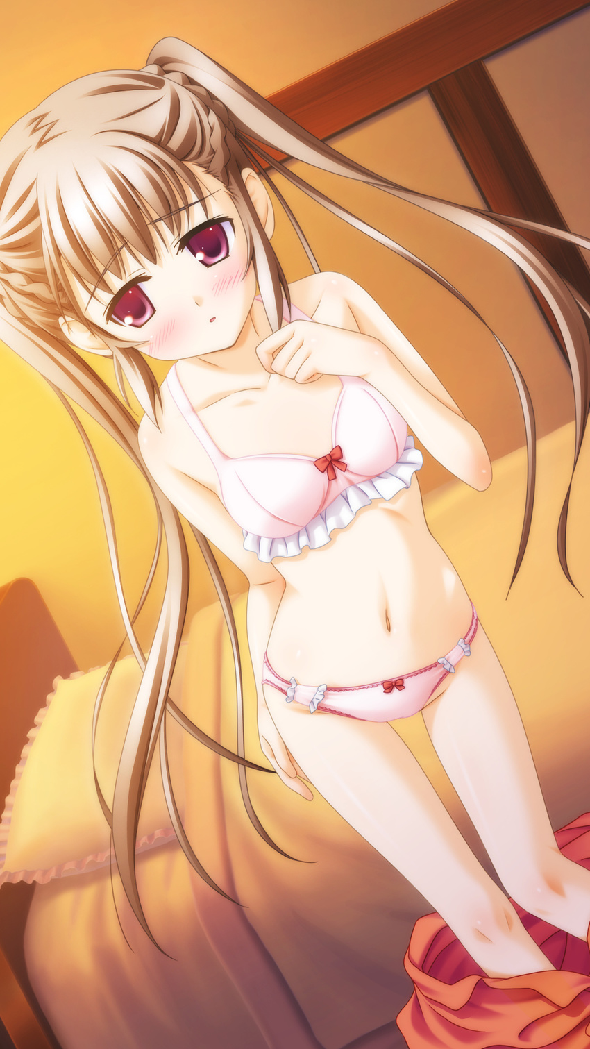 amakusa_tobari blonde bra canvas_4 game_cg long_hair pantsu twin_tails undressing