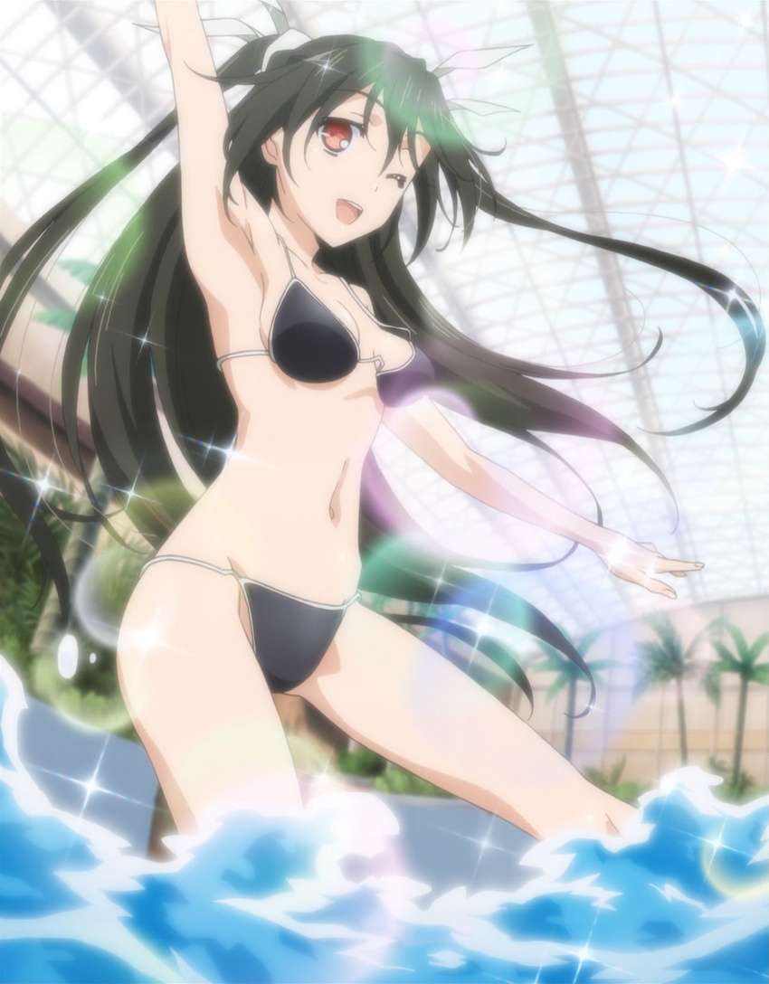 bikini long_hair mayo_chiki! mizugi oppai side-tie_bikini smile suzutsuki_kanade twin_tails very_long_hair water waving wet wink