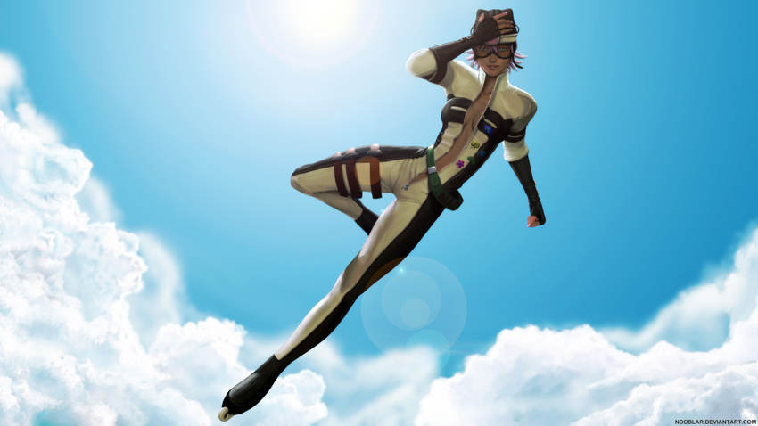 air_gear clouds flying goggles jumpsuit mikan_noyamano sky wallpaper