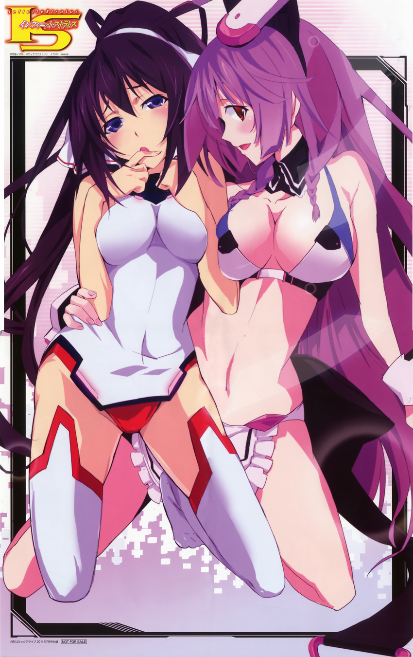 bikini cleavage fixed infinite_stratos mizugi okiura overfiltered shinonono_houki shinonono_tabane thighhighs