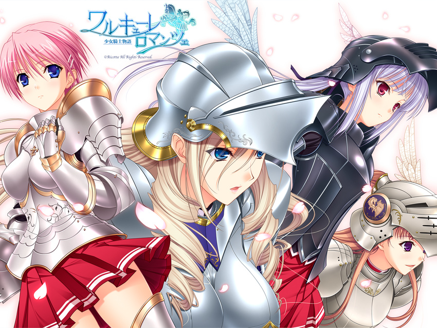 armor celia_cumani_aintree kisaki_mio komori_kei lisa_eostre noel_marres_ascot ricotta walkure_romanze wallpaper winged_helmet