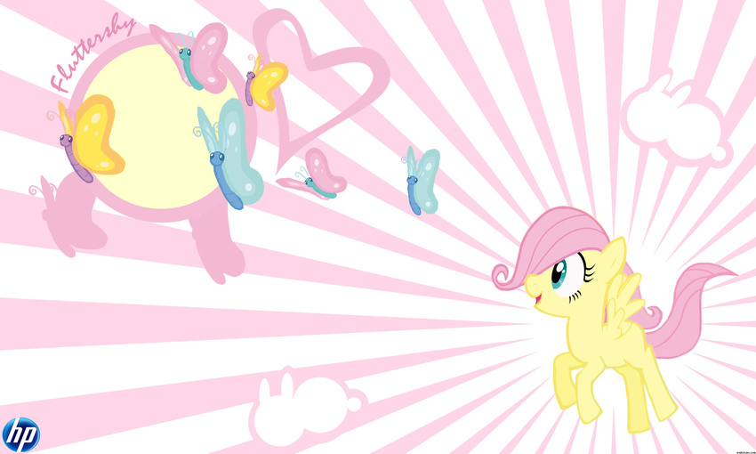&hearts; blank_flank blue blue_eyes butterfly cub desktop_background equine female fluttershy_(mlp) friendship_is_magic happy hasbro hi_res horse hp lagomorph my_little_pony pegasus pink_hair rabbit smile wallpaper wings young