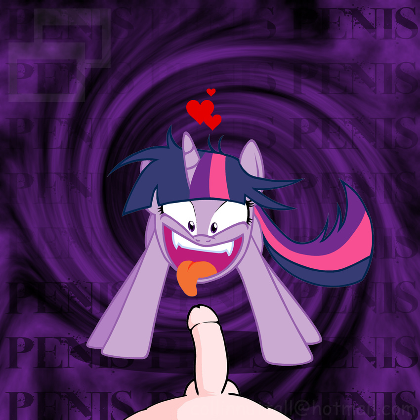 &hearts; animal_ears balls bestiality duo english_text equine faceless_male fangs female feral friendship_is_magic hair horn horse human imminent_oral insane interspecies male mammal my_little_pony nude penis pony slushy straight tail text twilight_sparkle_(mlp) two_tone_hair unicorn