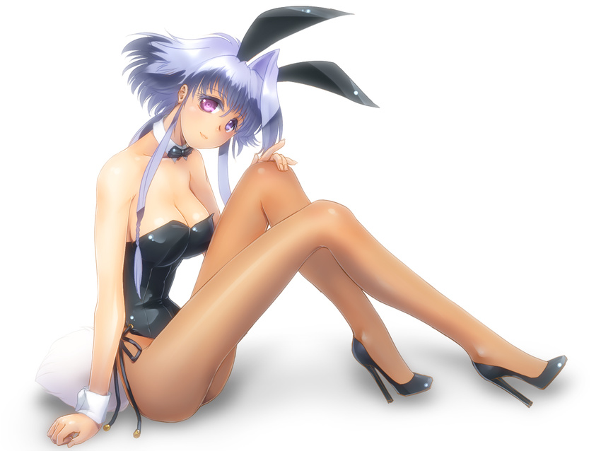 animal_ears blue_hair bow bowtie bunny_ears bunny_tail bunnysuit detached_collar heterochromia lavolpe_(yagisaka_seto) long_hair original pantyhose solo tail wrist_cuffs yagisaka_seto