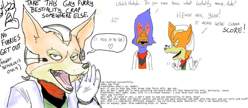 beavis_and_butthead falco_lombardi fox_mccloud fredryk_phox male nintendo paintchat pchat star_fox stupidity video_games