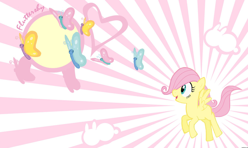 &hearts; blank_flank blue blue_eyes butterfly cub desktop_background equine eyelashes female fluttershy_(mlp) friendship_is_magic green_eyes happy hasbro hi_res horse lagomorph multicolored_background my_little_pony pegasus pink_hair rabbit smile wallpaper wings yellow_body young