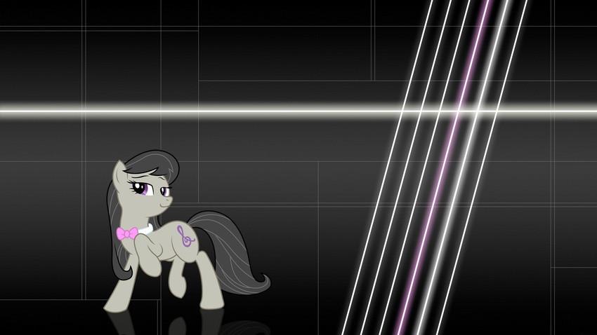 beats black_background black_coat black_hair bow_tie cutie_mark desktop_background equine female friendship_is_magic gradient_background gradient_finish gradient_lines hair hasbro hi_res horse hp lines my_little_pony octavia_(mlp) pink_bow_tie pink_line plain_background reflective_surface smile standing wallpaper white_lines