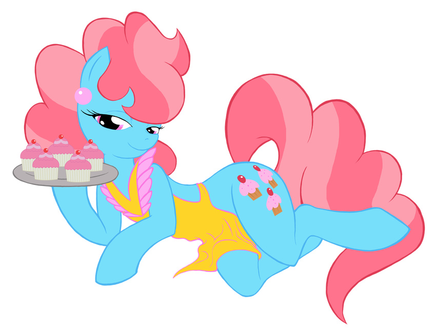 absurd_res alpha_channel apron cupcakes drago-flame equine female friendship_is_magic hair hi_res horse mammal mrs_cake_(mlp) my_little_pony plain_background pony solo transparent_background tray two_tone_hair