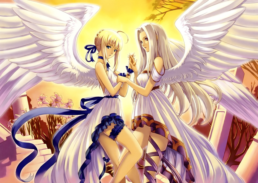 angel dress eiwa fate/stay_night fate/zero garter irisviel_von_einzbern saber wings