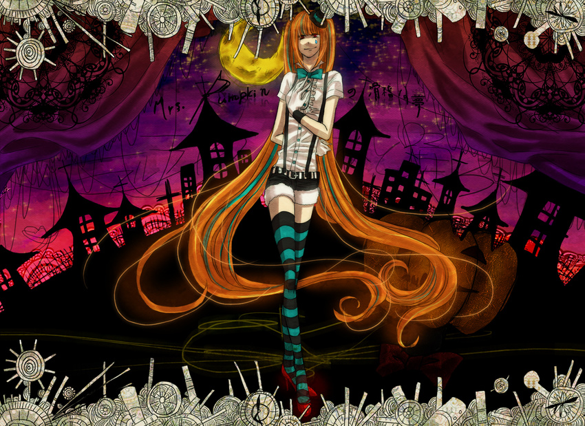 halloween hatsune_miku long_hair orange_hair thighhighs twintails vocaloid