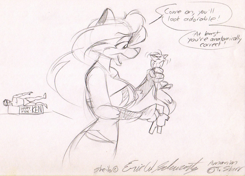 breasts canine eric_schwartz female fox hair macro male mammal micro sheila_vixen size_difference sketch tail