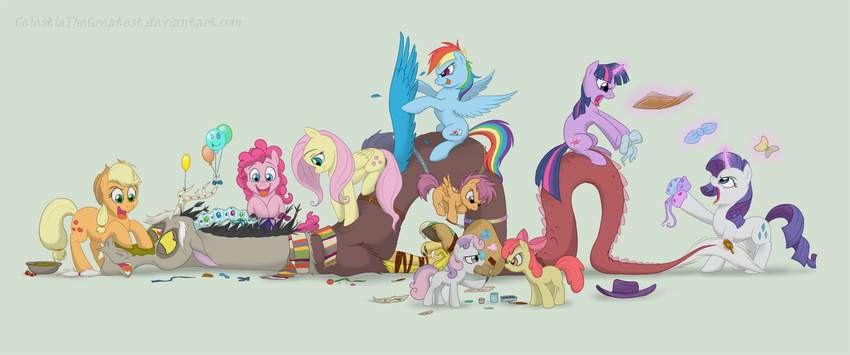 apple_bloom_(mlp) applebloom_(mlp) applejack_(mlp) arthropod balloon belt blonde_hair blue_eyes blue_hair book brown_eyes butterfly celestiathegreatest cowboy_hat cub cutie_mark cutie_mark_crusaders_(mlp) discord_(mlp) draconequus equine female feral fluttershy_(mlp) friendship_is_magic fruit green_eyes green_hair group hair hair_bow hat hi_res horn horse insect long_hair magic male mammal multi-colored_hair my_little_pony open_mouth pegasus pink_hair pinkie_pie_(mlp) pony purple_eyes purple_hair rainbow_dash_(mlp) rainbow_hair rarity_(mlp) red_eyes red_hair scootaloo_(mlp) short_hair sibling sisters sweetie_belle_(mlp) tail tongue tongue_out twilight_sparkle_(mlp) unicorn wing_boner wings young