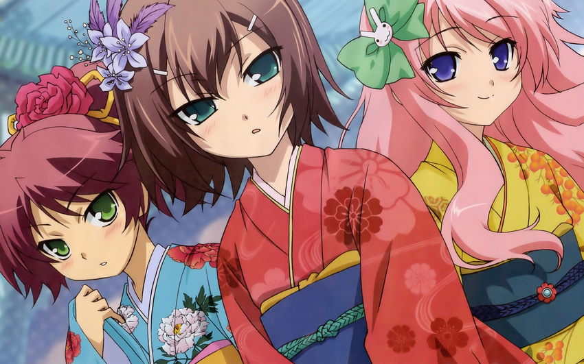 baka_to_test_to_shoukanjuu himeji_mizuki japanese_clothes kinoshita_hideyoshi shimada_minami trap