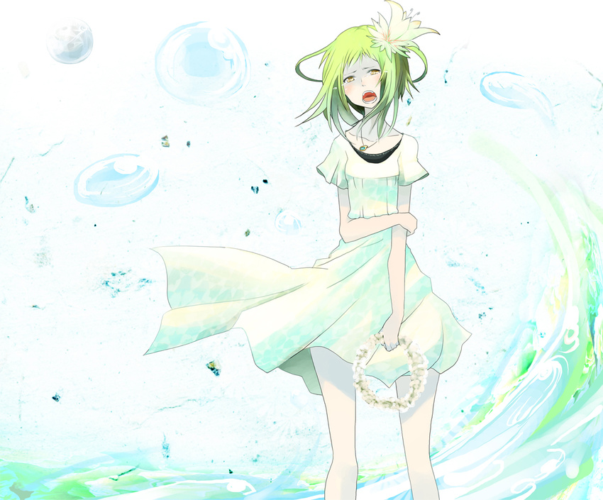 copyright_request dress flower green_hair solo tansuke tears