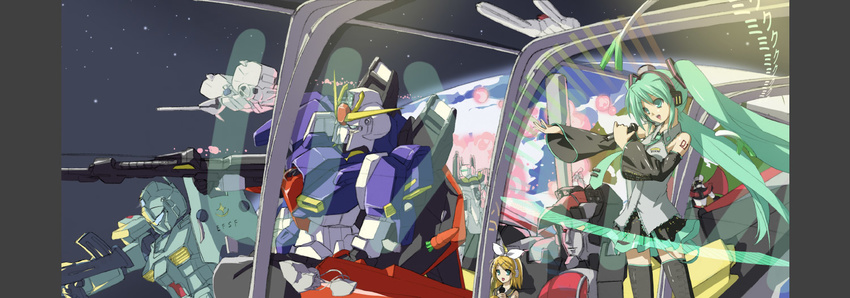 bad_id bad_pixiv_id choujuu_kishin_dancouga crossover dancouga dendrobium_schema gm_(mobile_suit) gm_kai gundam gundam_0083 gundam_gp-03_stamen hatsune_miku kagamine_rin kidou_senkan_nadesico macross mazinger_z mazinger_z_(mecha) mecha multiple_girls sakura_sora vocaloid zeta_gundam zeta_gundam_(mobile_suit)