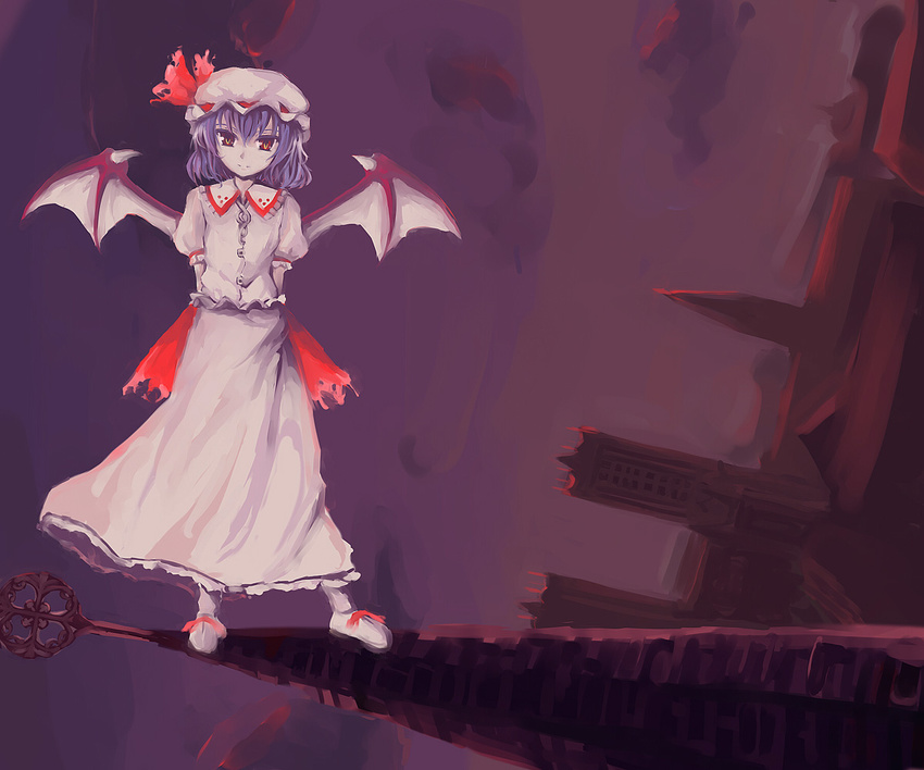 hat interstellar remilia_scarlet short_hair solo touhou wings