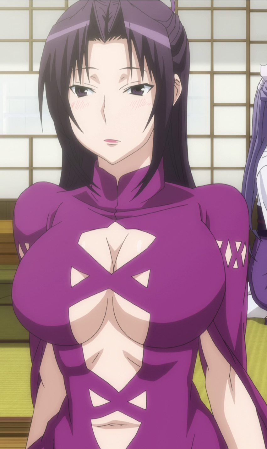 breasts highres kazehana large_breasts long_hair purple_hair screencap sekirei solo