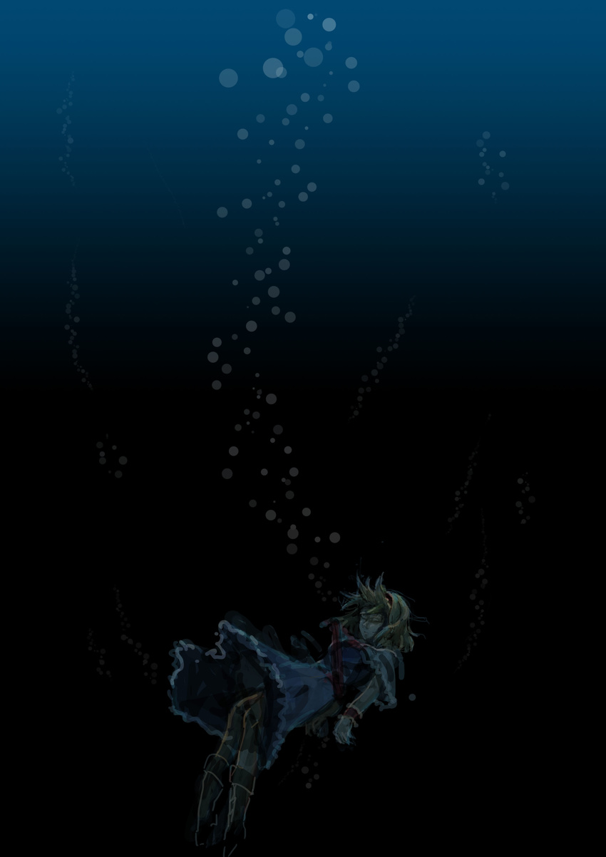 absurdres alice_margatroid bc boots bubble capelet closed_eyes dress hairband highres sketch solo touhou underwater wrist_cuffs