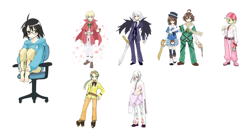 6+boys barefoot blonde_hair chair character_sheet feet_on_chair genderswap genderswap_(ftm) genderswap_(mtf) glasses hina_ichigo kanaria kirakishou leg_hug multiple_boys office_chair rozen_maiden sakurada_jun shinku simple_background souseiseki suigintou suiseiseki ushiki_yoshitaka white_background