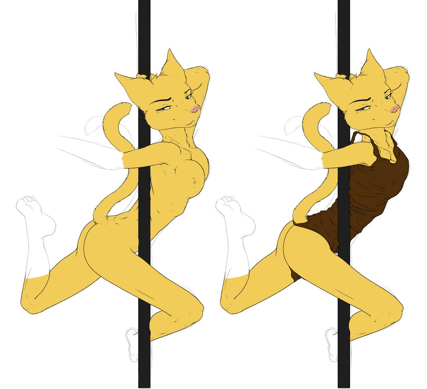 cat dancing feline female hindpaw katia katia_managan khajiit mammal paws plain_background pole pole_dancing prequel solo stripper_pole the_elder_scrolls video_games visual_commodity white_background