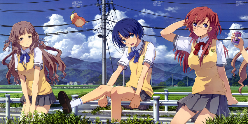 ano_natsu_de_matteru fixed kitahara_mio seifuku takatsuki_ichika tanigawa_kanna uon_taraku