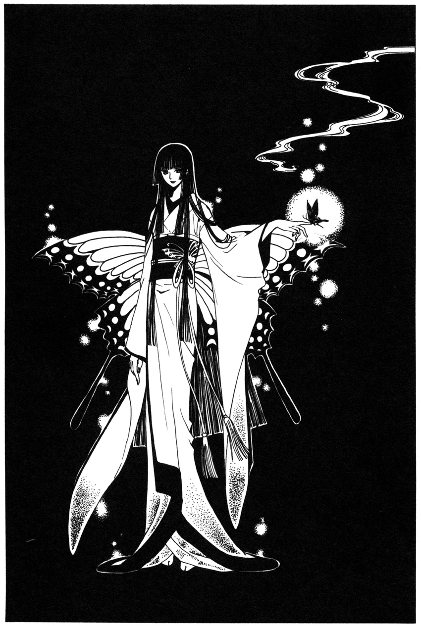 clamp ichihara_yuuko kimono monochrome wings xxxholic