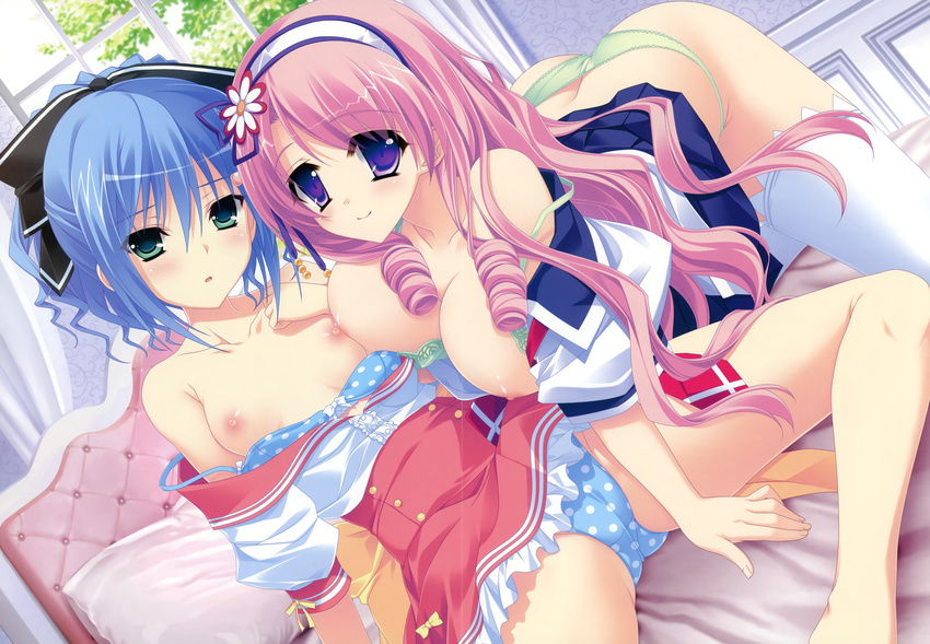 amakan_ecchi_na_"rabu_icha"_tsumechaimashita bra breasts crease fixme hasegawa_yukino nipples open_shirt pantsu peassoft seifuku shibayuki thighhighs zutto_tsukushite_ageru_no!