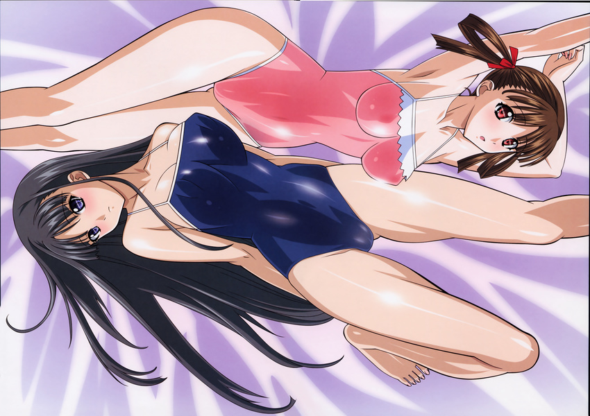 16-bit_color cameltoe erect_nipples kuroda_kazuya mizushima_asa sora_no_iro_mizu_no_iro sorayama_natsume swimsuits