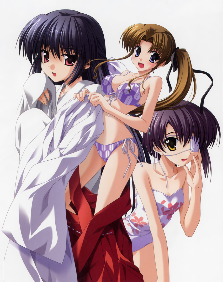 amamiya_yuuko bikini ef_~a_fairytale_of_the_two~ eyepatch hayama_mizuki miko nanao_naru shindou_chihiro swimsuits