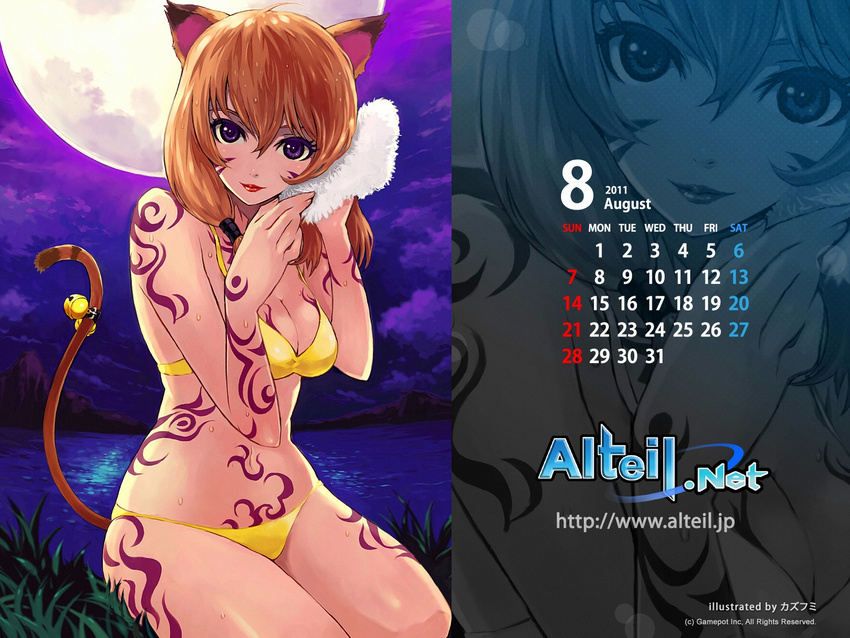 alteil animal_ears bikini calendar cleavage kazufumi nekomimi swimsuits wallpaper