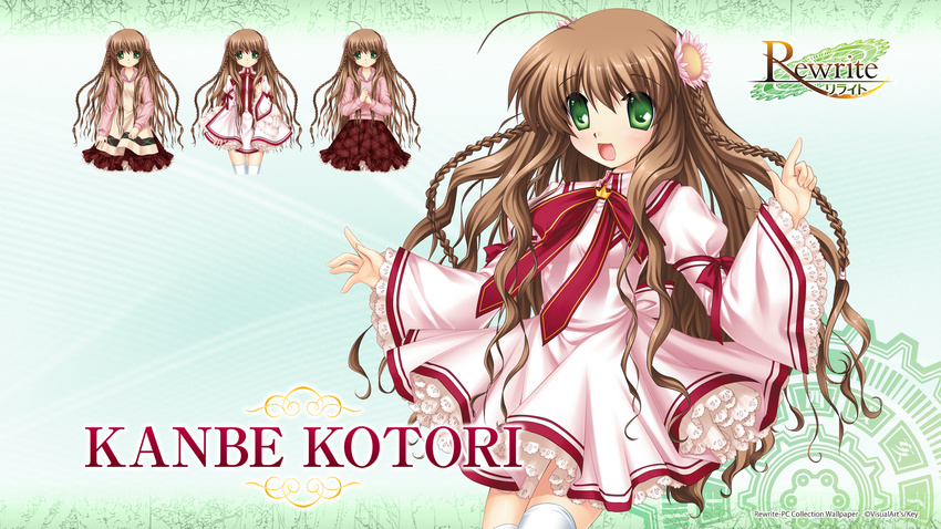 hinoue_itaru kanbe_kotori key rewrite seifuku thighhighs wallpaper