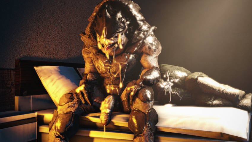 3d_(artwork) after_sex alien bed bed_sheet bedding big_penis cum cum_everywhere cum_in_ass cum_inside cum_on_chest cum_on_face cum_on_hand cum_on_penis digital_media_(artwork) eradossfm excessive_cum krogan male male/male mass_effect messy penis pillow source_filmmaker tongue tongue_out uncut video_games