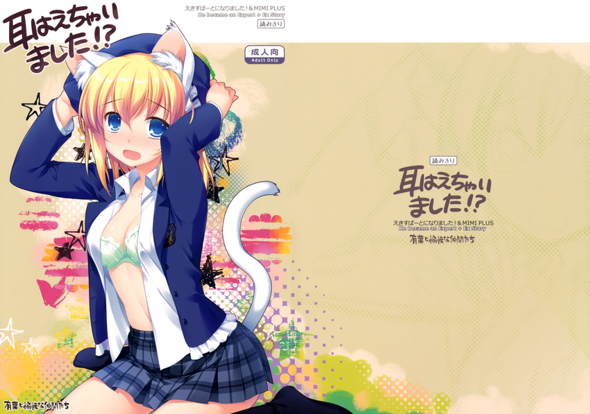 alpha alpha_to_yukaina_nakamatachi animal_ears bra nekomimi open_shirt tail