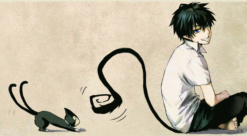 ao_no_exorcist kuro_(ao_no_exorcist) male neko okumura_rin tagme tail