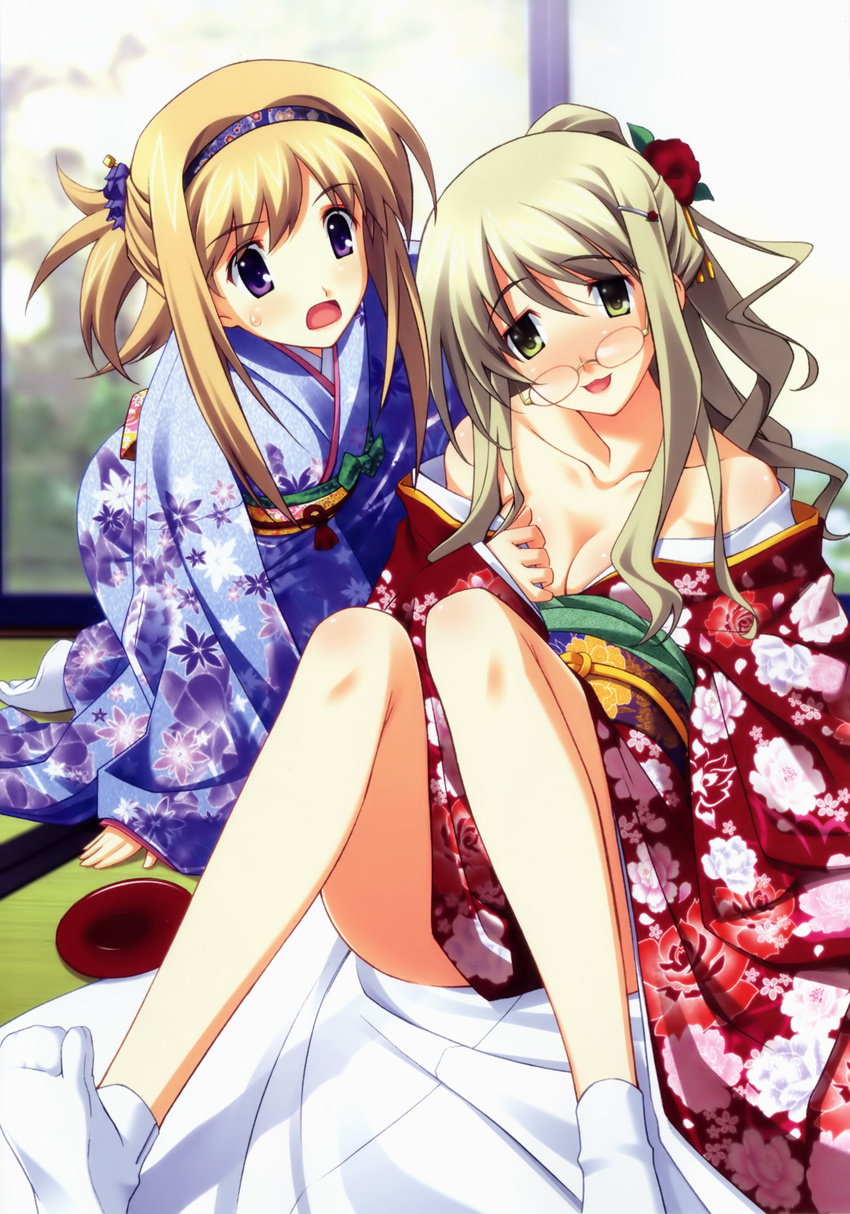 chaos;head_love_chu_chu! cleavage kimono matsuo_yukihiro megane