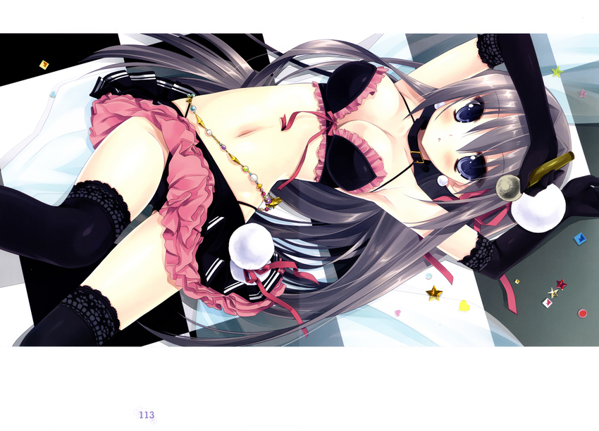 bra cleavage color_issue miyasu_risa pantsu thighhighs