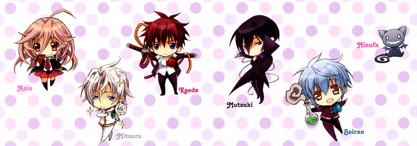 asagi_seiran barajou_no_kiss chibi higa_kaede kurama_mutsuki ninufa shouoto_aya tenjou_mitsuru yamamoto_anise