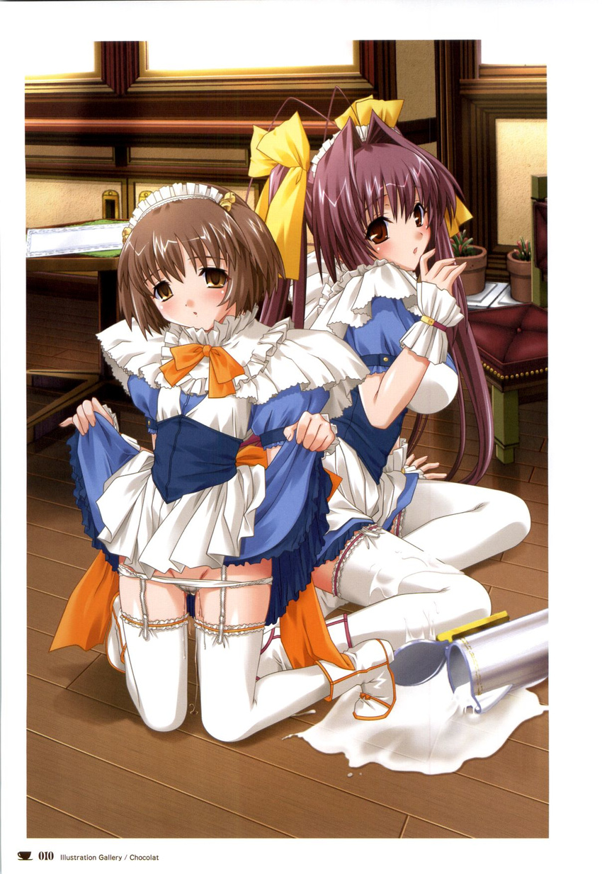 chocolat_-maid_cafe_curio- cream maid manai_misato nekonyan pantsu panty_pull thighhighs yuki_suzu