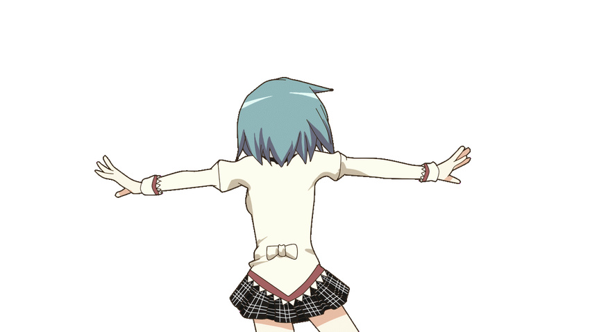 alternate_costume animated animated_gif blue_eyes blue_hair blush buruma cape gym_uniform hachimaki hair_ornament hairclip hangaku headband magical_girl mahou_shoujo_madoka_magica miki_sayaka palette_swap recurring_image school_uniform serafuku solo spinning swimsuit transparent_background