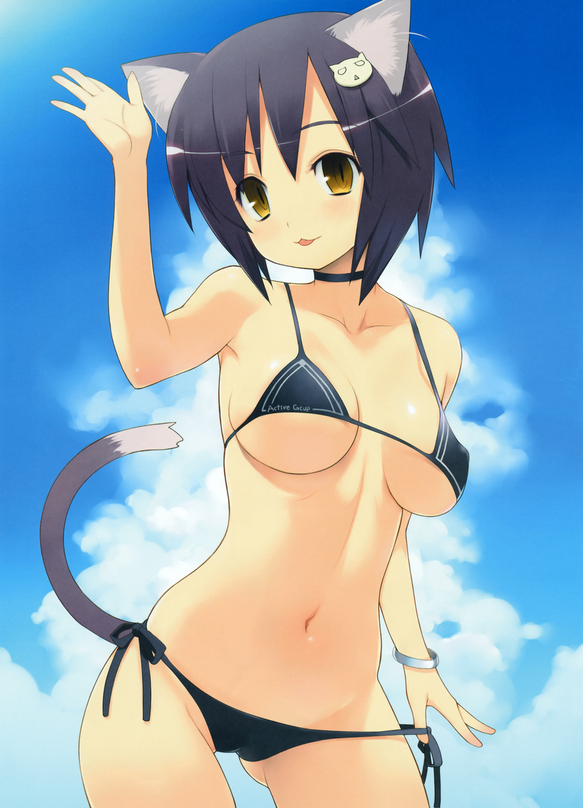 animal_ears bikini cameltoe nekomimi nora_higuma swimsuits tail underboob