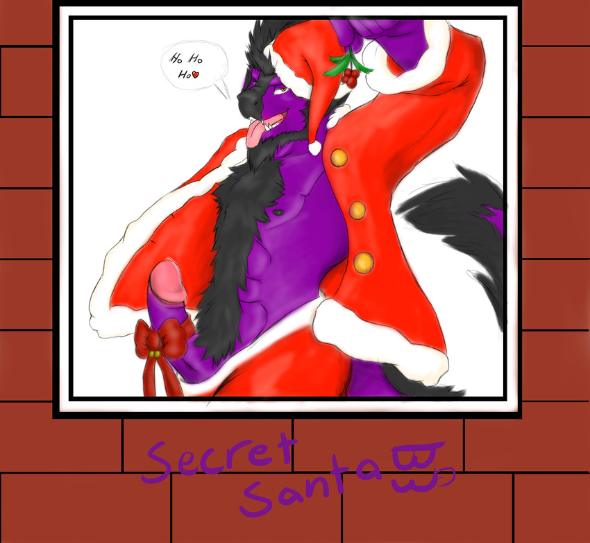 &hearts; bow christmas costume dragon ecero erection glans holidays ishigray looking_at_viewer male mistletoe nipples penis precum pubes pubic_hair retracted_foreskin santa solo tongue tongue_out uncut xmas