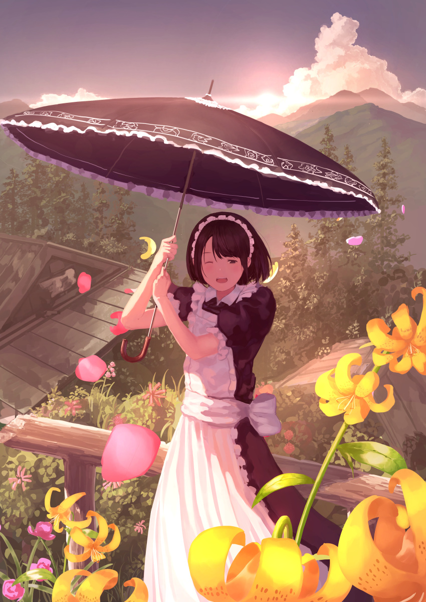 deletethistag hennekobakatesu landscape maid umbrella