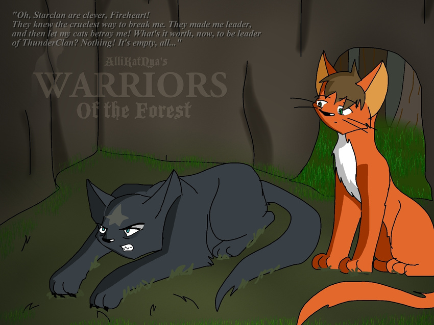 angry bluestar bluestar_(warriors) cat clenched_teeth den depressed feline feral fireheart fireheart_(warriors) fur grass grey_fur hi_res mammal orange_fur she-cat star star_tattoo teeth text tom warrior_(book) warriors_(cats) whiskers white_fur