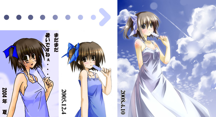 artist_progress before_and_after cloud copyright_request day dress food popsicle sky yuuki_eishi